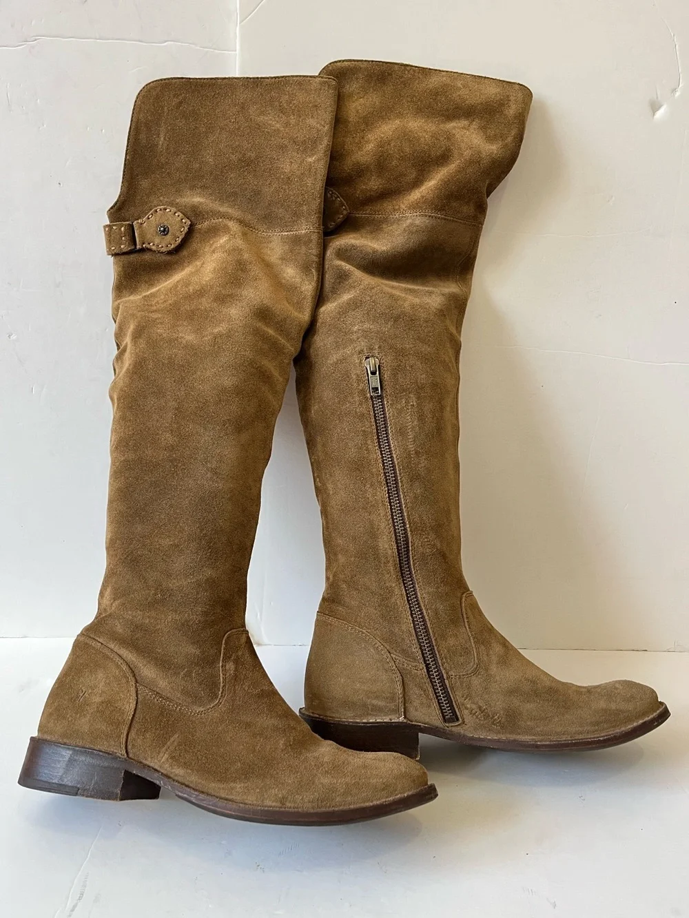 Frye Shirley Women's Suede brown tan cognac Over-the-Knee Riding Boots size 7B